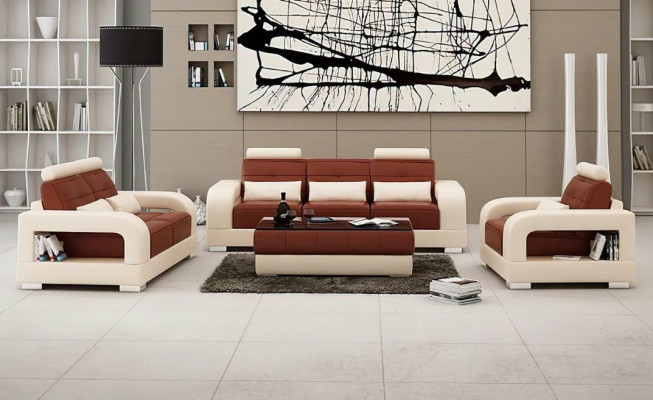 Moderní kožená pohovka Sedací souprava 3+2+1 Sestavy Designová pohovka xlmoebel