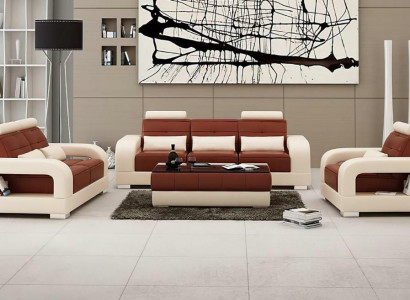 Moderní kožená pohovka Sedací souprava 3+2+1 Sestavy Designová pohovka xlmoebel