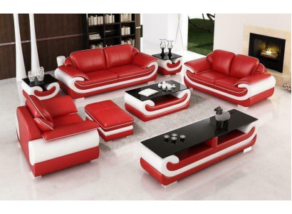 Relax sedací souprava 3+2+1 místná sada designových pohovek čalouněné kůží