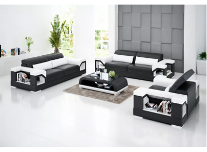 Sofa sedací souprava 321 Jednolůžková pohovka Stolek z kůže Moderní pohovka Obývací prostor