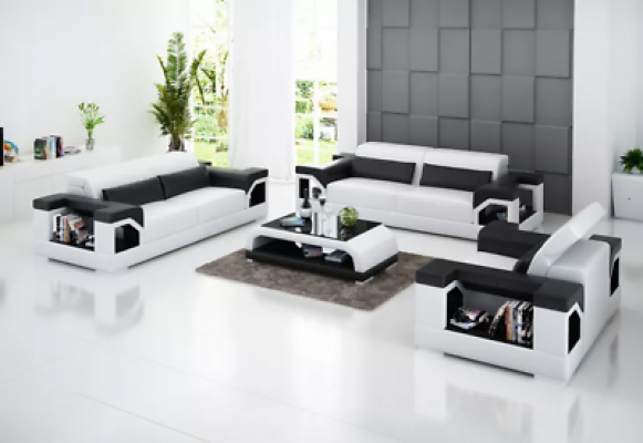 Sofa sedací souprava 321 Jednolůžková pohovka Stolek z kůže Moderní pohovka Obývací prostor