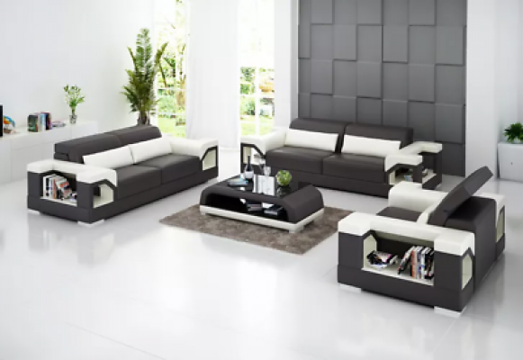 Sofa sedací souprava 321 Jednolůžková pohovka Stolek z kůže Moderní pohovka Obývací prostor
