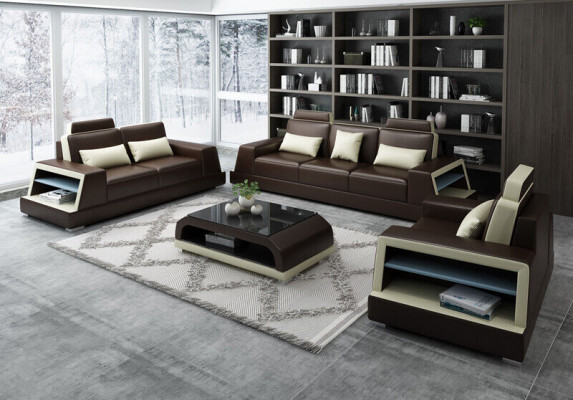Moderní sestava sedacích souprav Couch Sofa Skupina Garnituren 311 jednolůžková kožená sedací souprava