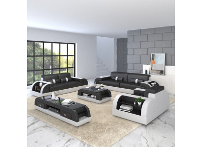 Sofa setník potah 321 sedadelný set designových sof. Kožené moderní pohovky.