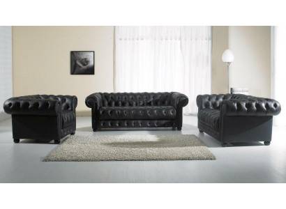 Kůží potažená sedací souprava Chesterfield židle designová pohovka gamašle.