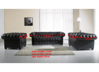 Chesterfield Pohovky Sedací soupravy z kůže 3+2+1 místná souprava sof.