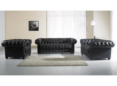 Chesterfield sedací souprava 3místného Design pohovky se setem potahu sofistikovaná souprava