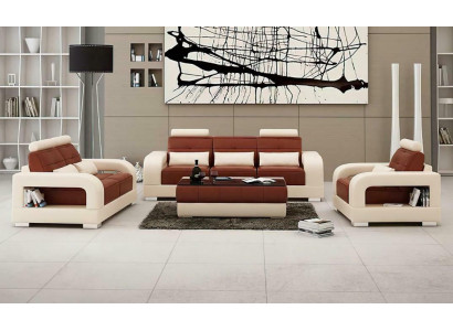 Sofa set 3+1+1 polstrovaných sedadel Design Sofas Leather Modern