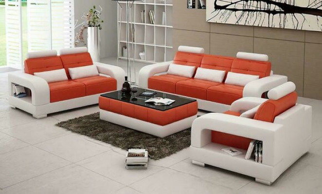 Sofa set 3+1+1 polstrovaných sedadel Design Sofas Leather Modern