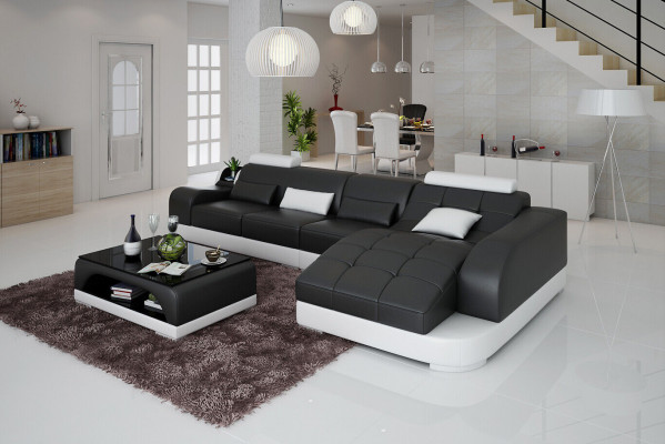 Rohová sedací souprava L tvaru látková sedačka Wohnlandschaft Garnitur Design Moderní Sofa.