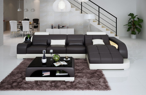 Rohová sedací souprava L tvaru látková sedačka Wohnlandschaft Garnitur Design Moderní Sofa.