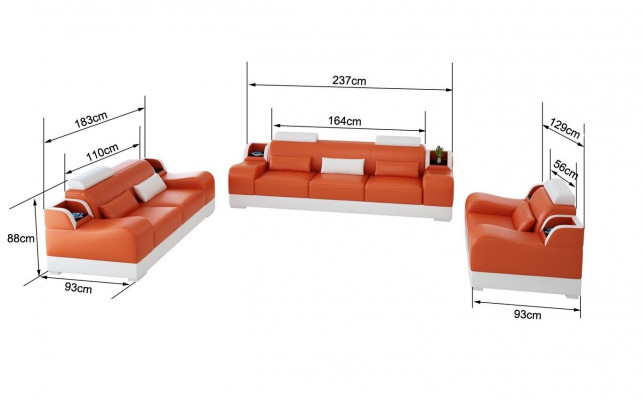 Design Pohovka Čalouněná Pohovky Kožená Moderní Sedací Souprava 3 Místná Třísedák