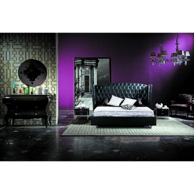 Luxusní designová postel Chesterfield z koženky pro ložnici manželské postele