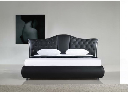 Chesterfield Bed Design Klasická manželská postel s dvojitým koženým čalouněním pro ložnici.
