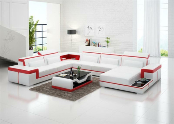 Sofa Couch Polster Sada obývacího nábytku designové rohové pohovky kůže Nový