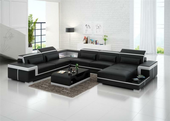 Sofa Couch Polster Sada obývacího nábytku designové rohové pohovky kůže Nový