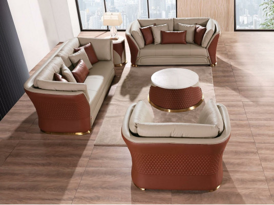 Couches Pohovky Čalouněné Kožené 3 2místné Sedačky Sada Designových Garnitur