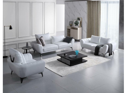 Kůžená sedací souprava, pohovka, obývací stěna 3+2 místa, sestava, moderní design pohovky.