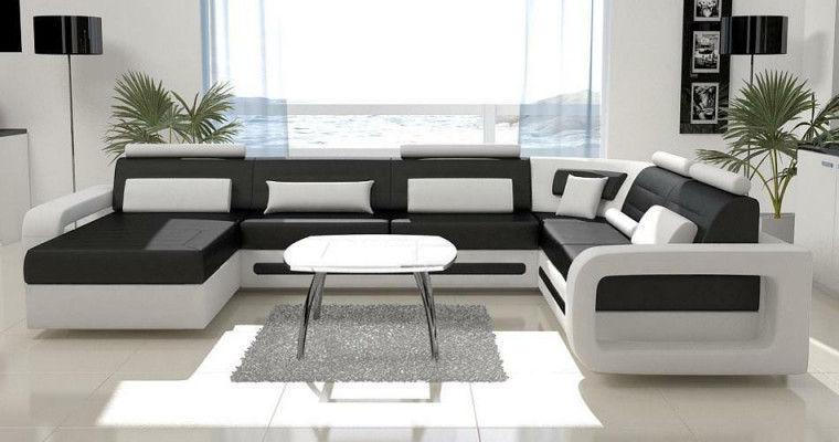 U Form Sofa Pohovka Křeslo Rohová Skládací Souprava Obývací Kout Látka Design