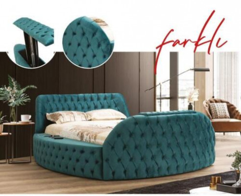 Multifunkční postel s regálem a USB nabíječkou, dvojitý textilní lůžkový rám 180x200.