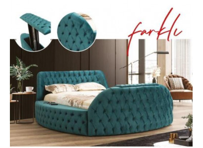 Multifunkční postel s regálem a USB nabíječkou, dvojitý textilní lůžkový rám 180x200.