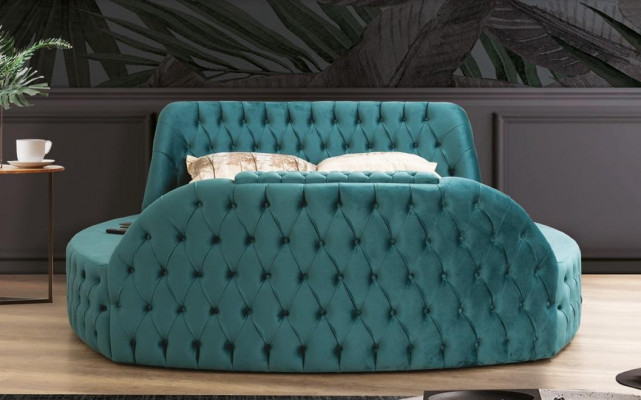 Multifunkční postel s regálem a USB nabíječkou, dvojitý textilní lůžkový rám 180x200.