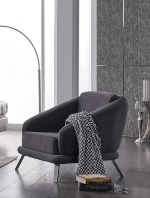 Šedá sedací souprava obývacího pokoje - pohovky třísedák křeslo Kompletní sada 3 kusy