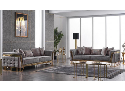 Luxusní sofa set designérská sestava třísedadlový textilní nábytek moderního obytného souboru
