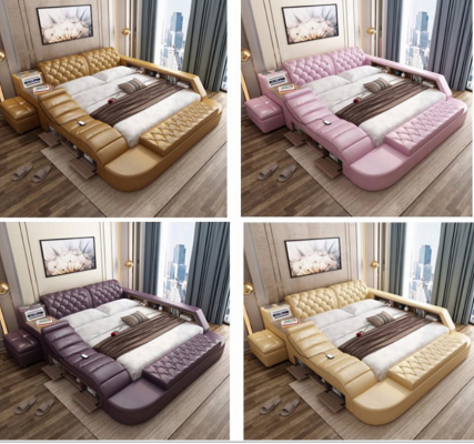 Luxus dvojitá multifunkční postel s polstrovanou vodní postelí 180x200 USB rádio hudba