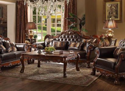 Vyřezávaný nábytek - sada tří a dvou sedadel - pohovka - čalouněný nábytek skupina