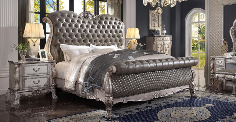 Design Baroko luxusní nábytek noční stolek postele 180x200 lůžko 3dílná souprava do ložnice