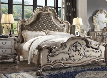 Barokní postel 2x noční stolek 3-dílná sada ložnice Luxusní designová ložnice