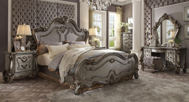 Chesterfield Baroko postel manželská postel 2x noční stolky dřevo Design postele
