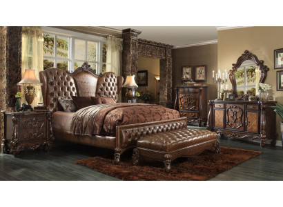 Postel noční stolek 3 kusy. Ložnice set Chesrterfield Luxus Schlafzimmer