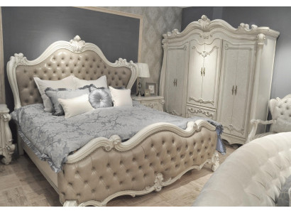 Postel + 2x noční stolek 3 kusů Ložnice Set Luxus Designer Ložnice