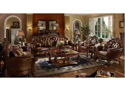 Kůžená sedací souprava Chesterfield sofa barokního stylu