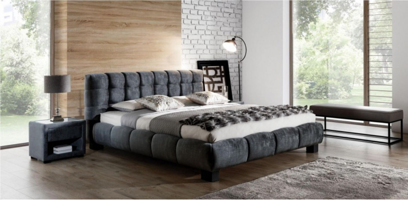 Postel Šedá Ložnice Nábytek Textilní Design 160x200cm Postele Samet