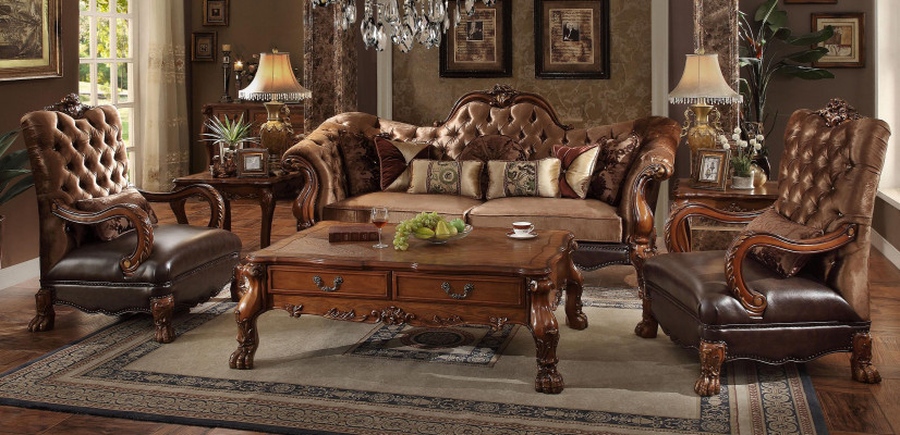 Chesterfield Sofa 2místný luxusní čalouněný nábytek design textilní dvoumístný dřevěný.