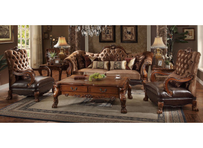 Chesterfield Sofa 2místný luxusní čalouněný nábytek design textilní dvoumístný dřevěný.