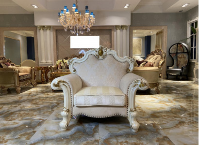 Textilní křeslo 1místná sedačka Obývací interiérový nábytek Design Klasický luxus Baroko