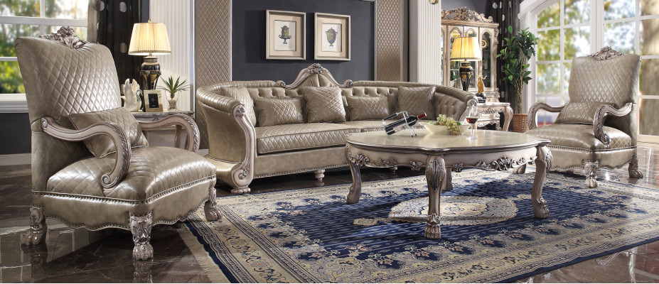 Pohovka Potah Stůl ze Dřeva 4 kusy Luxusní nábytek Souprava pohovky Pohovky Garnitura