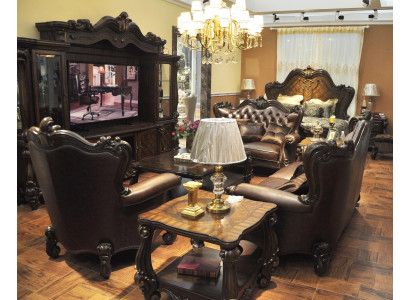 Sofa 321 sedačka sedačka pohovka kožená souprava polštář set dřevo baroko