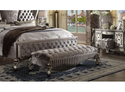 Designérský taburet kůže textilie luxusní Chesterfield otoman Chesterfield
