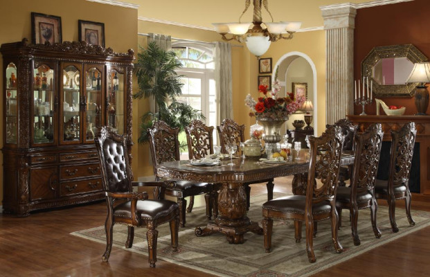Esszimmer Komplettes Set Tisch Anrichte 8x Stühle Vitrine Barock Garnitur