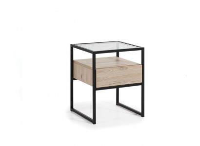 Noční stolek Hnědý Dřevo Návrh Nábytek Ložnice Nábytek Art deco Nový