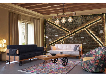 Luxusní pohovka sedací souprava nábytek 3 + 3 sedadla s konferenčním stolem Loft