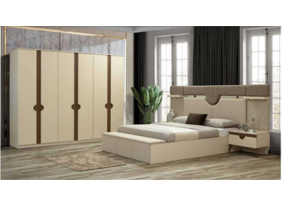 Elegantní nábytek 4dílná sada ložnice Postel 2x noční stolek šatní skříň Nový