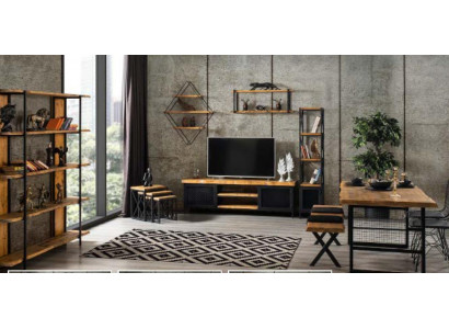 Design knihovna Regal Skříň Skříně Dřevo Police 160x35x180cm Obývací pokoj