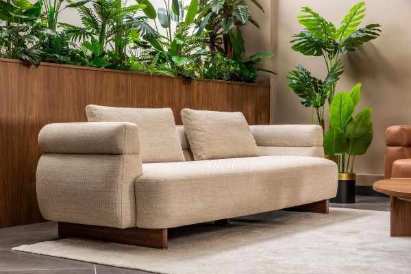 Třímístná pohovka 3místná sedací souprava Přehozová pohovka Beige Látěná pohovka Moderní