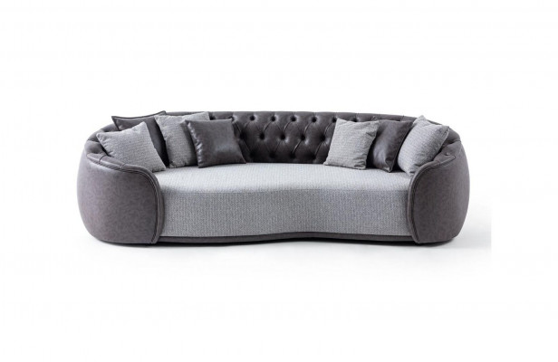 Časově neomezená eleganc Chesterfield trojková sedací souprava sedací souprava šedá látková sedací souprava